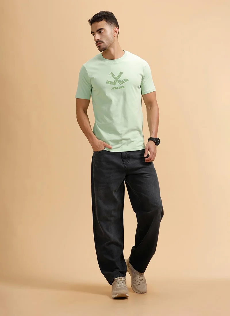 روجن Casual Light Fade Loose Fit Jeans | Dark Grey